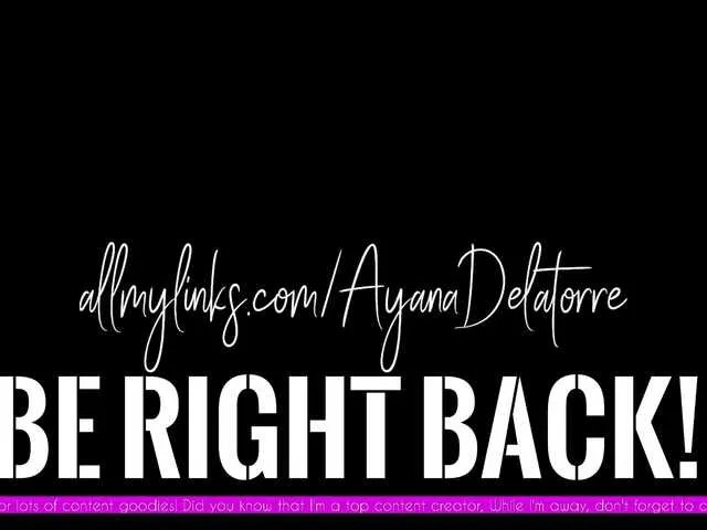 AyanaXOXO — Hiii, I'm Ayana Delatorre! ~ COMPLIMENTS-DIRTY TALK-REQUESTS IN TIP NOTES ONLY PM=100TK OR NO REPLY!!!!! PVT ON! NEW TIP MENU!!! Follow me on social media! --> Twitter=AyanaAfterDark (10.5k and 5.6k acct gone)! Flans=AyanaDelatorre       